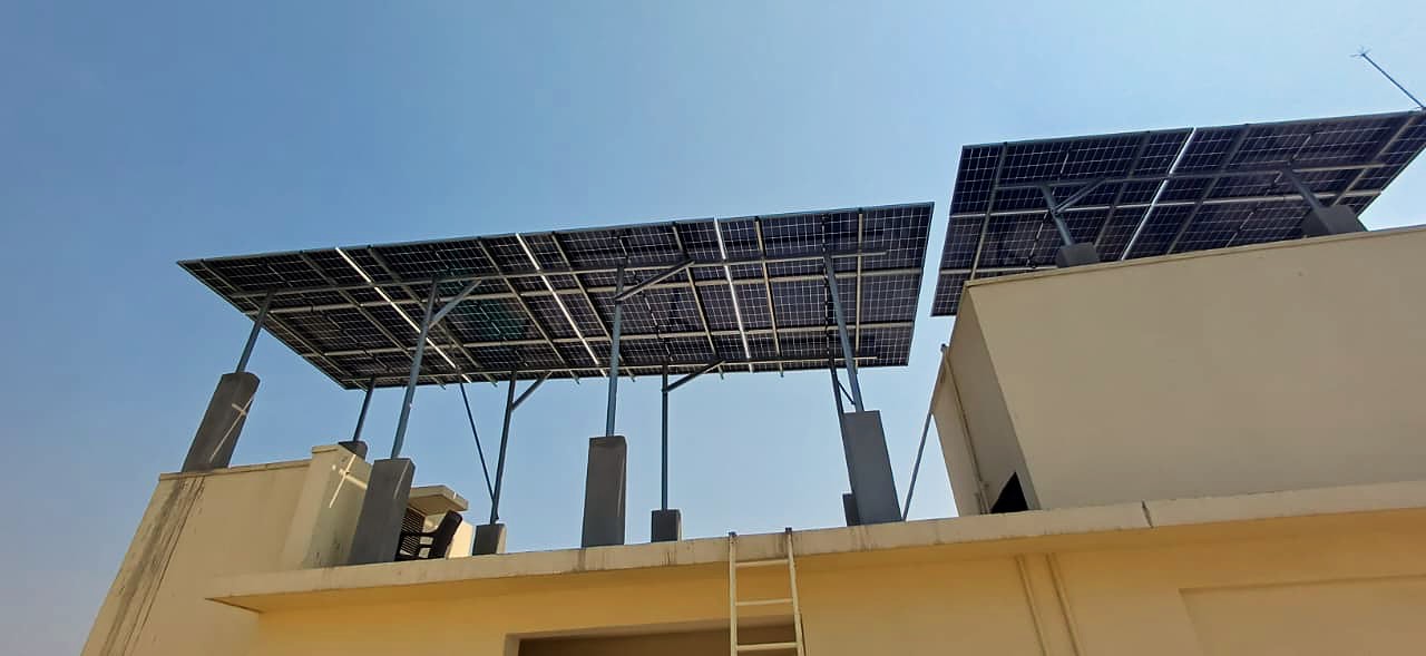Solar panels under open sky